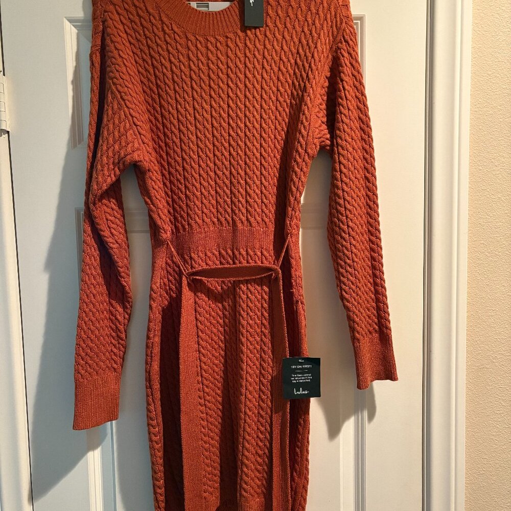 NWT - Rust Color Lulus Rust Knit Dress  - Size Large - Mini